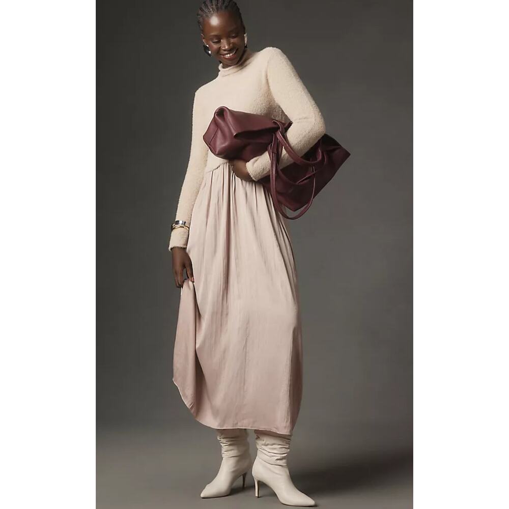 Anthropologie Cream Sweater & Blush Maxi Dress Combo